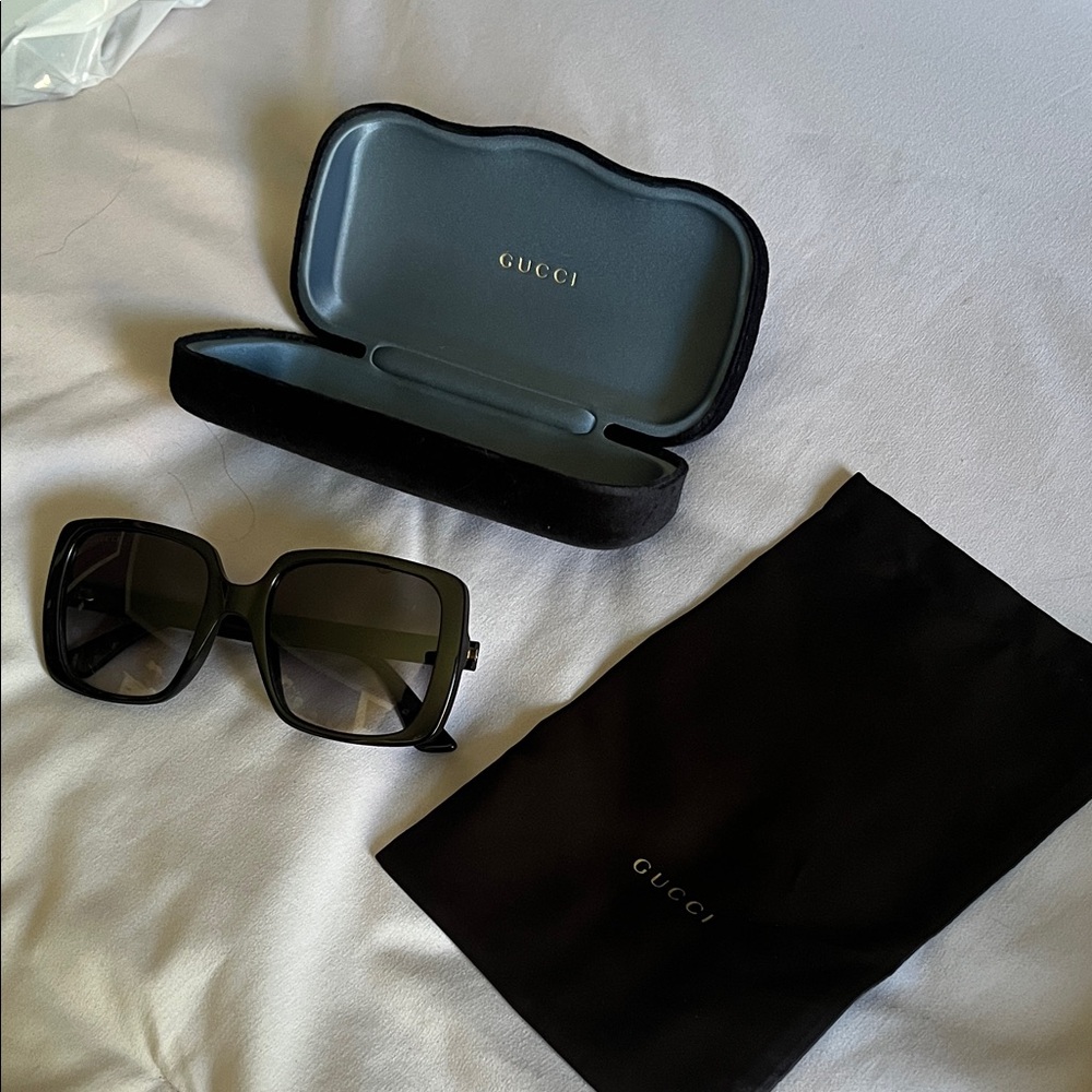 Gucci Black Oversized Square Sunglasses with Branded Case